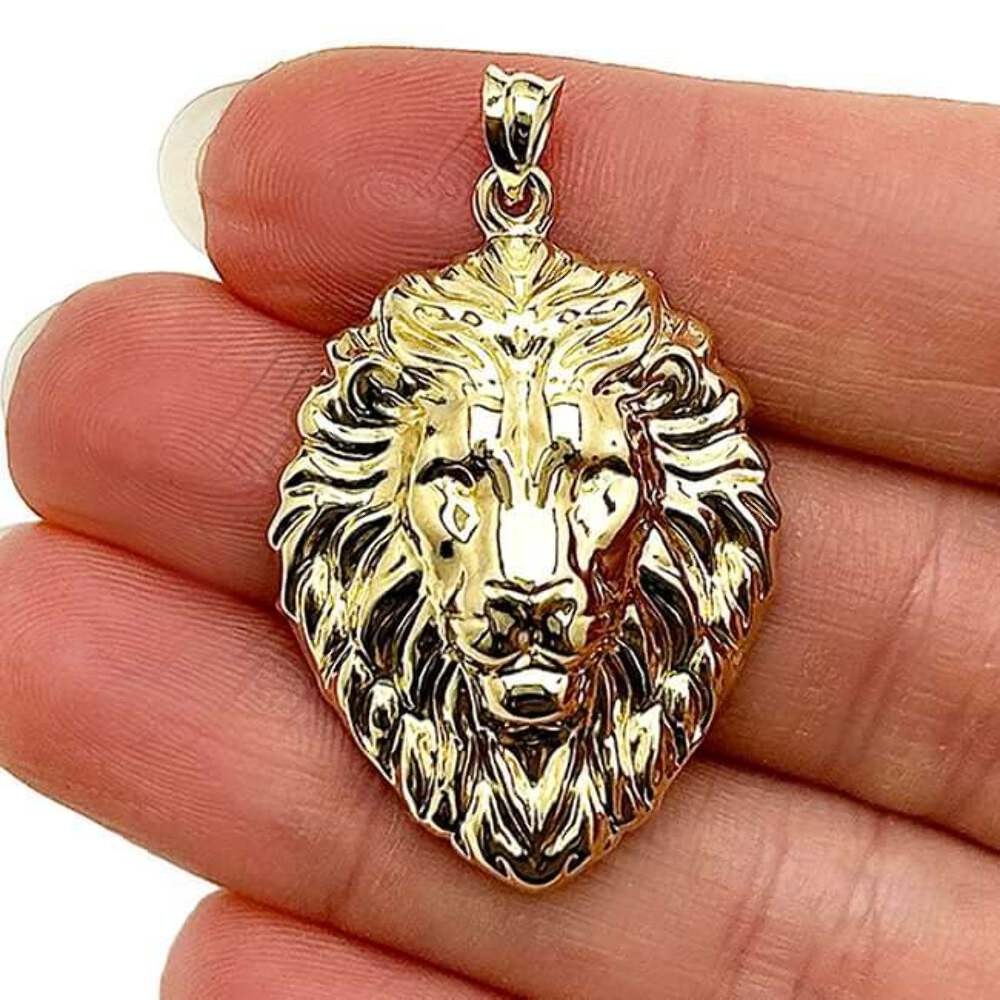 14K Real Gold Lion Head Pendant 1.4″