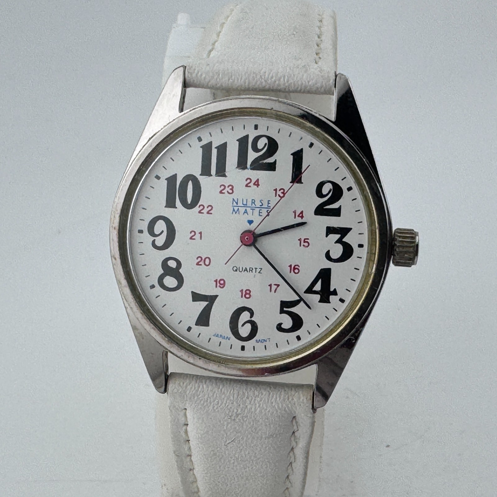 Vintage Nurse Mates Quartz Watch Women Silver Military Dial Easy Read New Batter