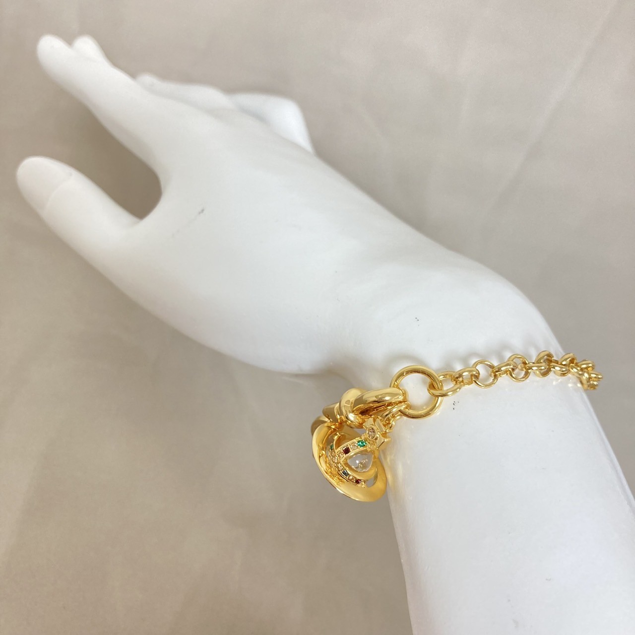 Vivienne Westwood Bracelet Petite Orb 17cm Gold Clear w/Pouch NO BOX