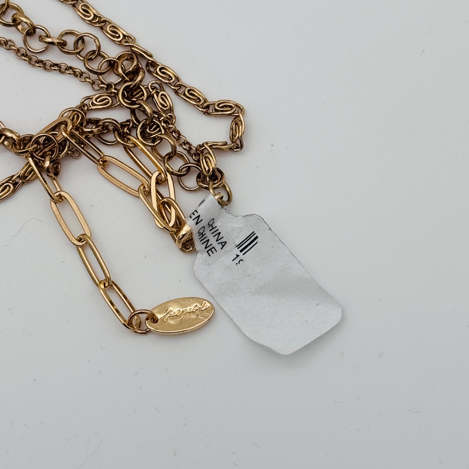 Free People Layer Necklace Heart Cross Charm Cluster Boho Multi Strand Boho NEW