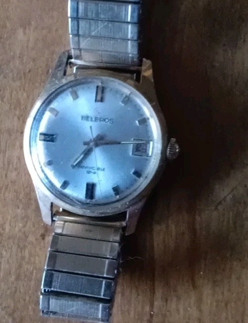Helbros Invincible Vintage Mechanical Manual Wind Date Gold Tone Bracelet