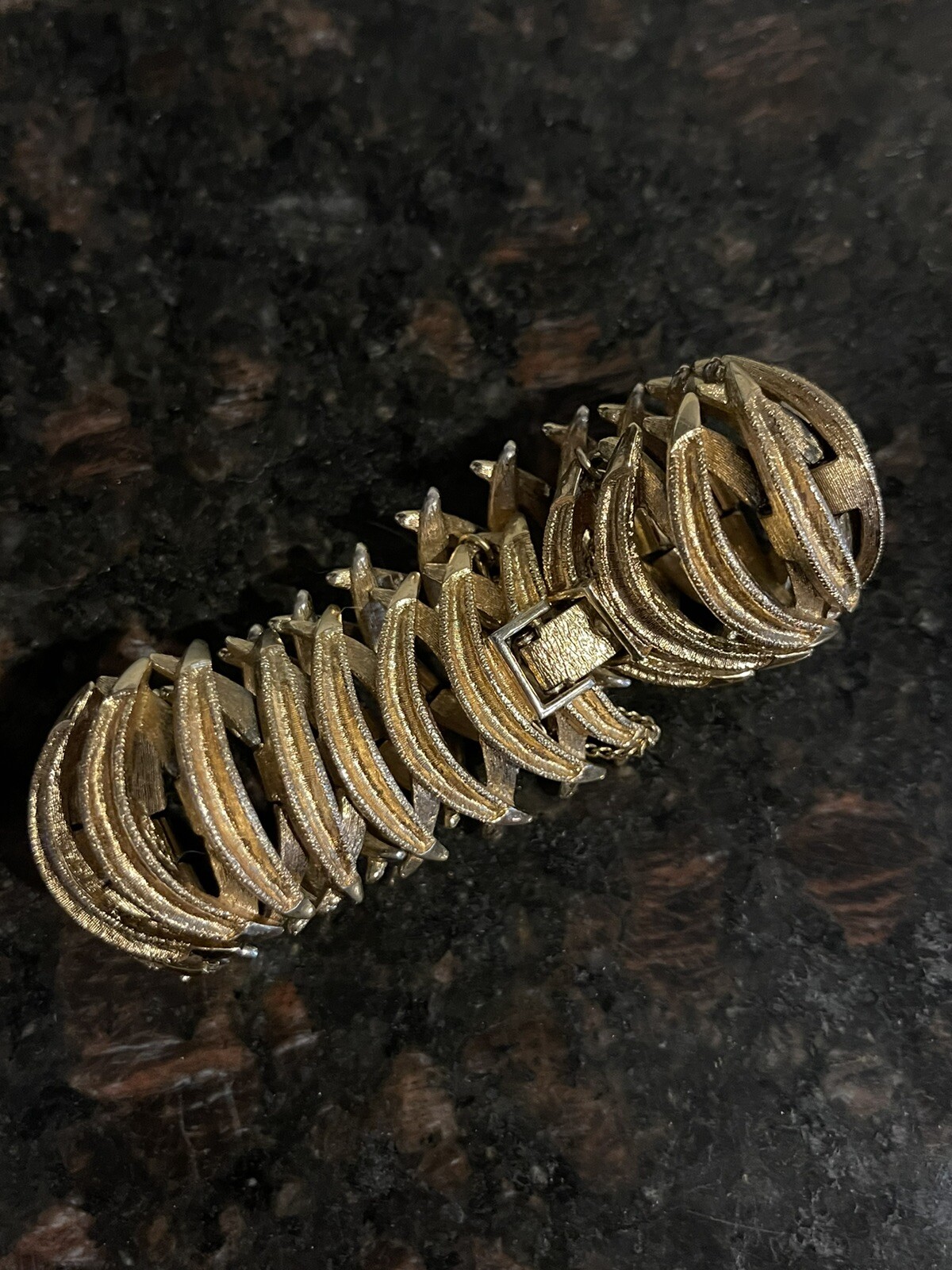 Vintage Monet Gold Tone  Bracelet With Safety Chain                 