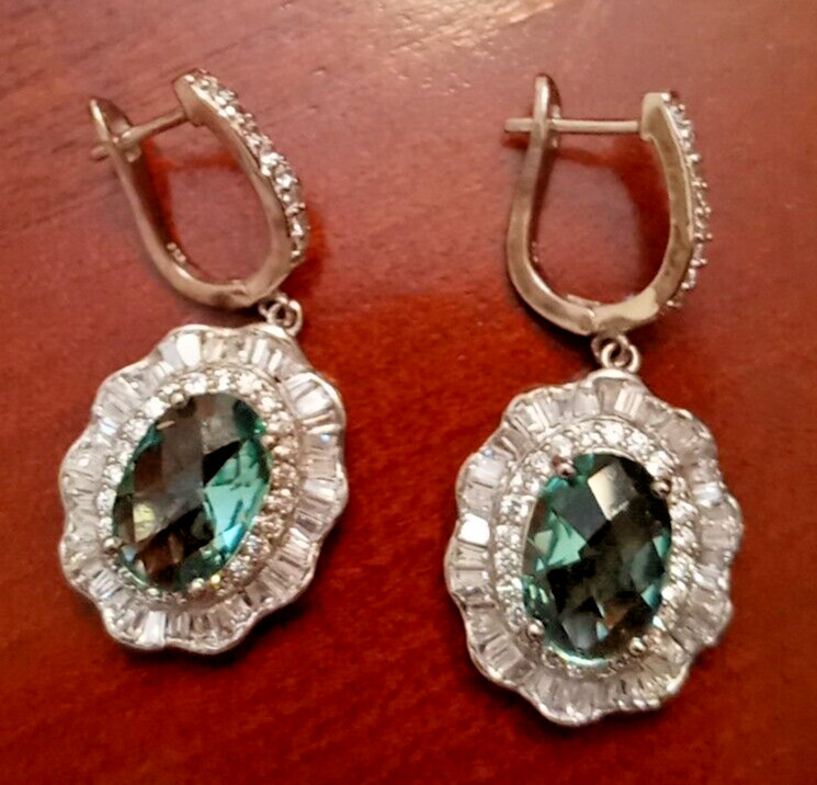CZ Pave Set, Channel, and Prong Sterling Silver Earrings