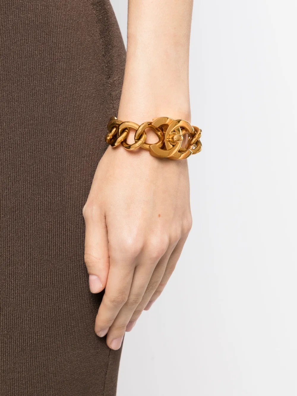 Chanel Coco Mark 1996 A Collection Turn-Lock Bracelet 7.5 inches