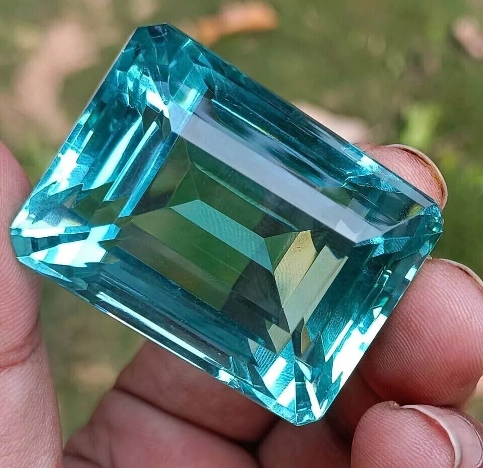 EGL Certified 105+ Ct Natural Sky Blue Topaz Emerald Cut AAA+ Loose Gemstone