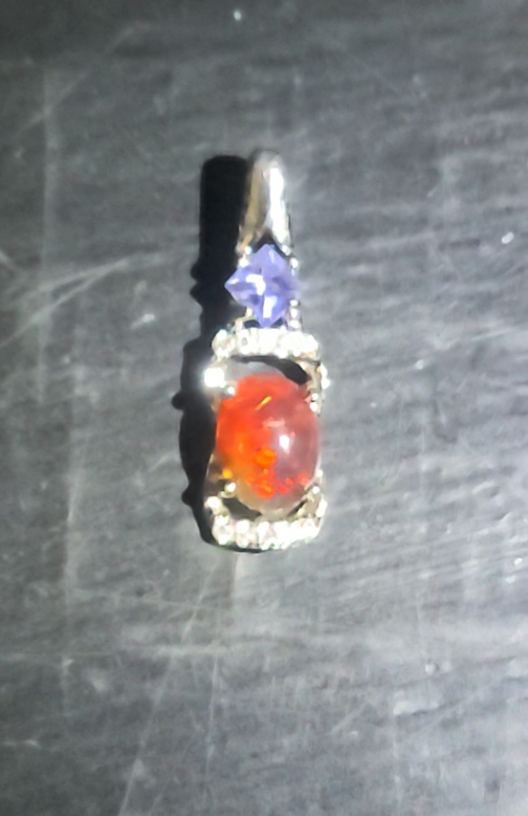 Black Ethiopian Fire Opal & Amethyst Pendant/925 Sterling Silver (SEE DETAILS)