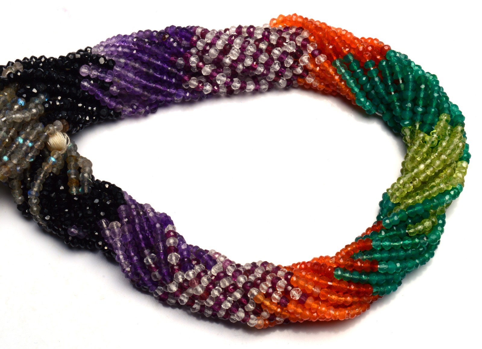 Natural Mix Gemstones Micro Faceted 3MM Approx. Rondelle Beads Strand 14″