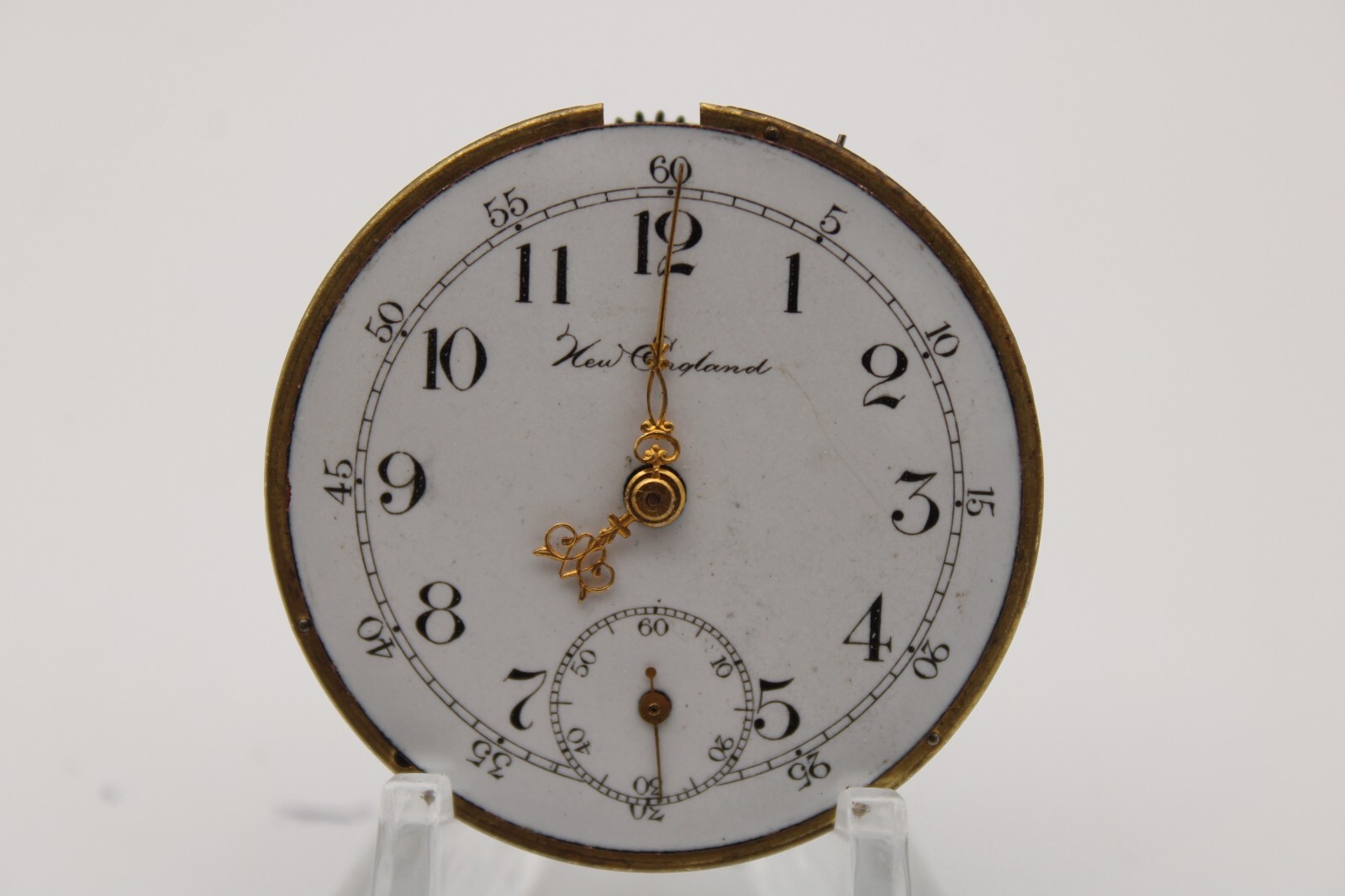 1898-1914 NEW ENGLAND POCKET WATCH MOVEMENT 268598 USA 41.7mm (DS2)