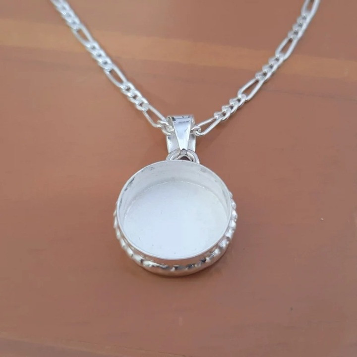 925 Sterling Silver 8mm Round Bezel Pendant Blank DIY Handmade Jewelry Setting