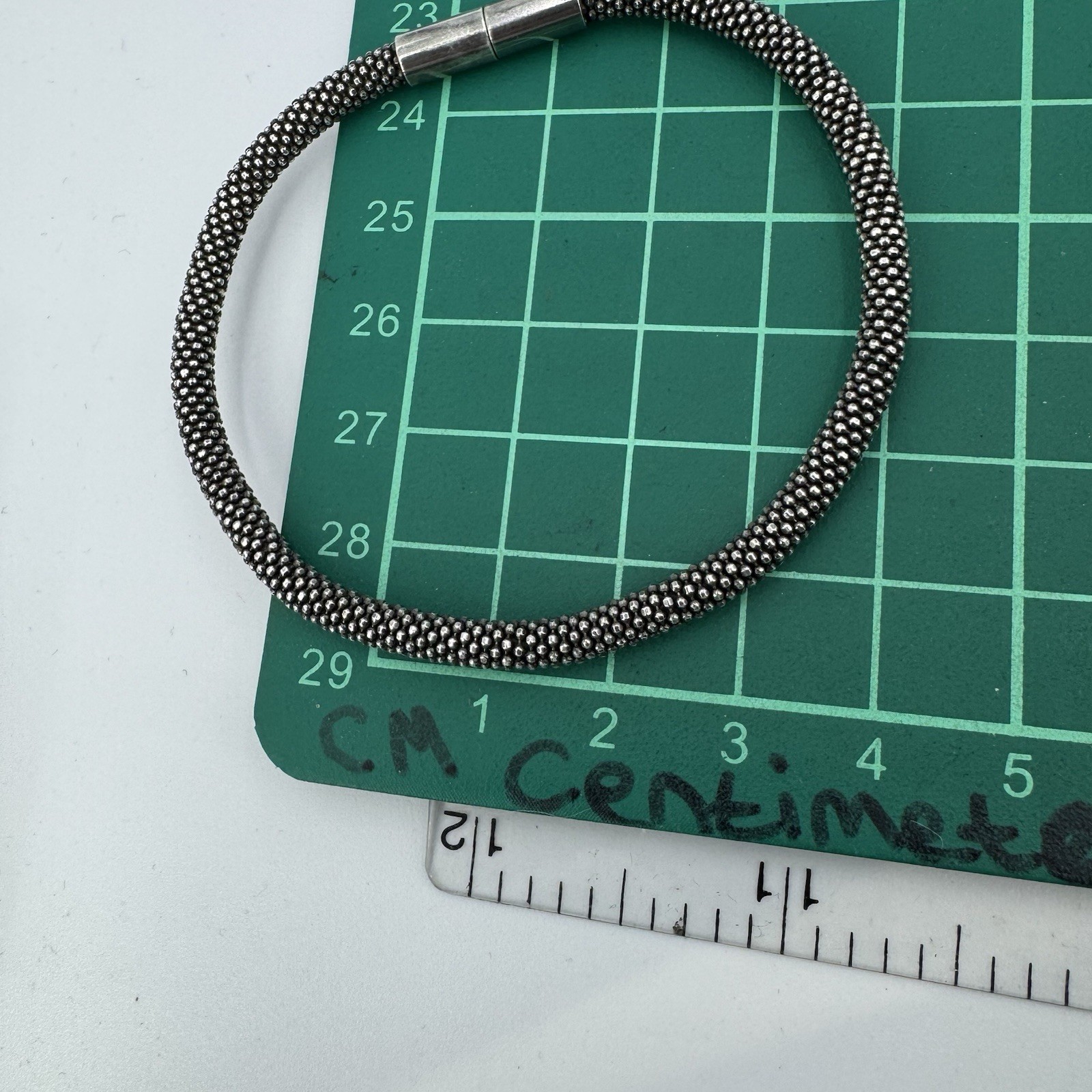 925 sterling silver bracelet ball beaded chain magnetic clasp 18.5cm