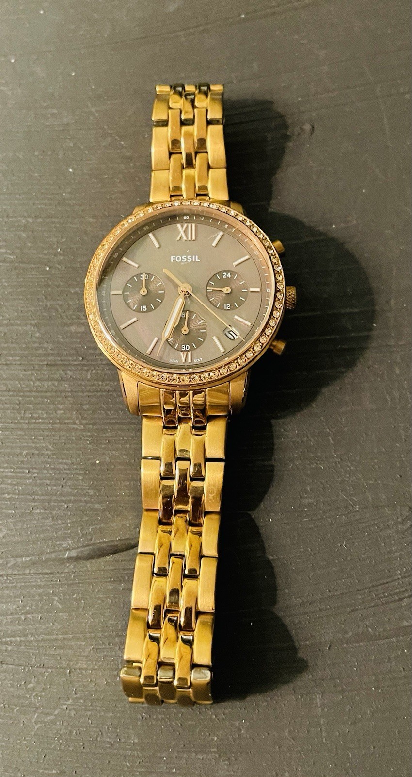 Fossil ES5218 Chronograph, Brown Dial, Running, Slight Scratch On Glass Running