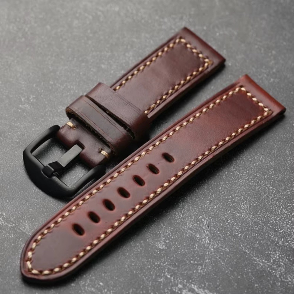 Handmade Oil Wax Genuine Leather Watch Band Strap 18 20 21 22 23 24 25 26mm
