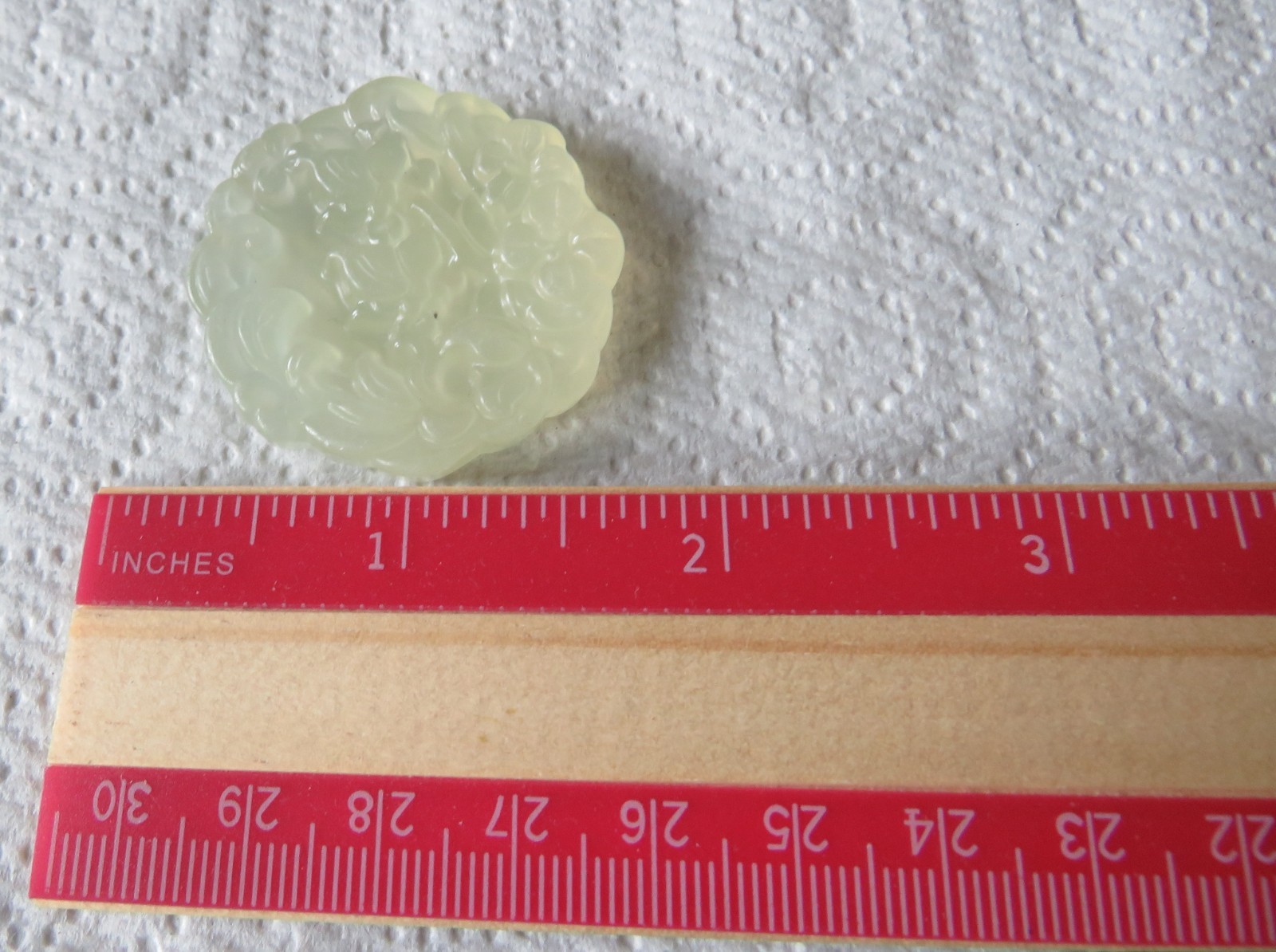 Drilled Pendant Round Carved Or Molded Jadeite On Presidium / Stone
