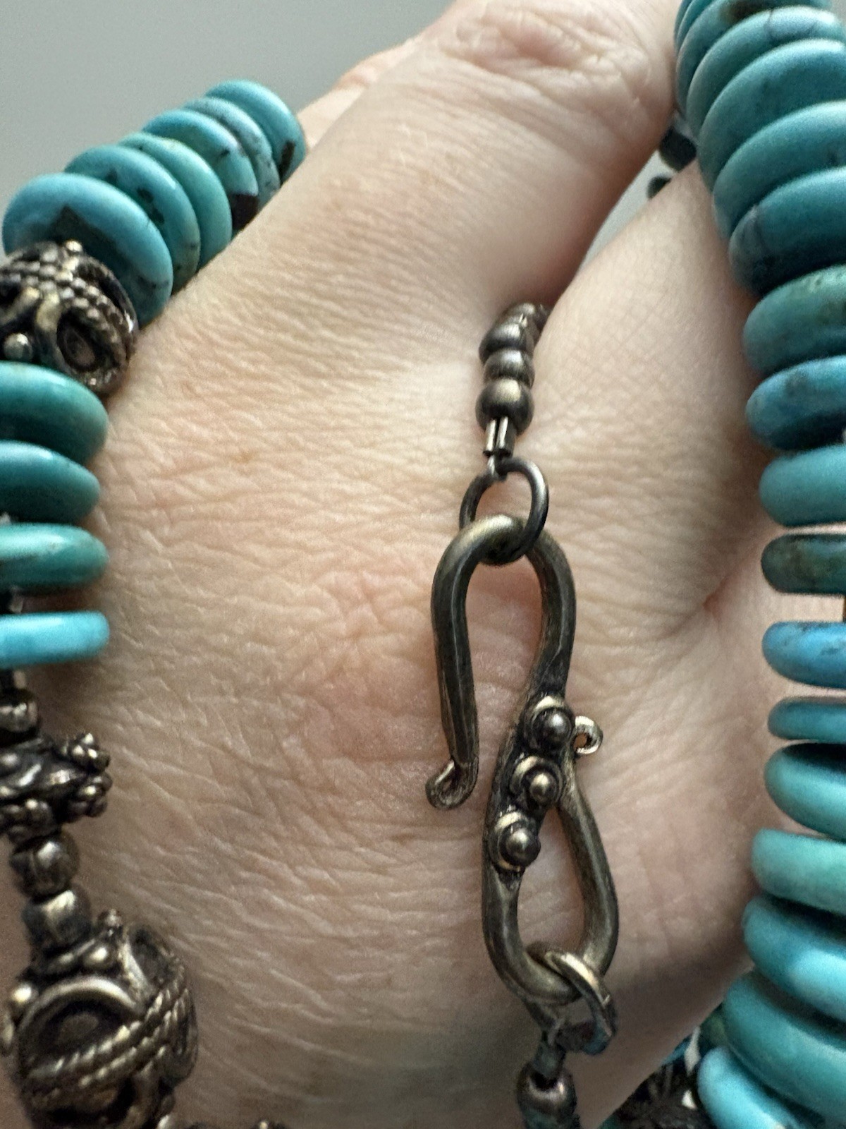 Handmade Statement Clay Horse Head and turquoise Bead Necklace