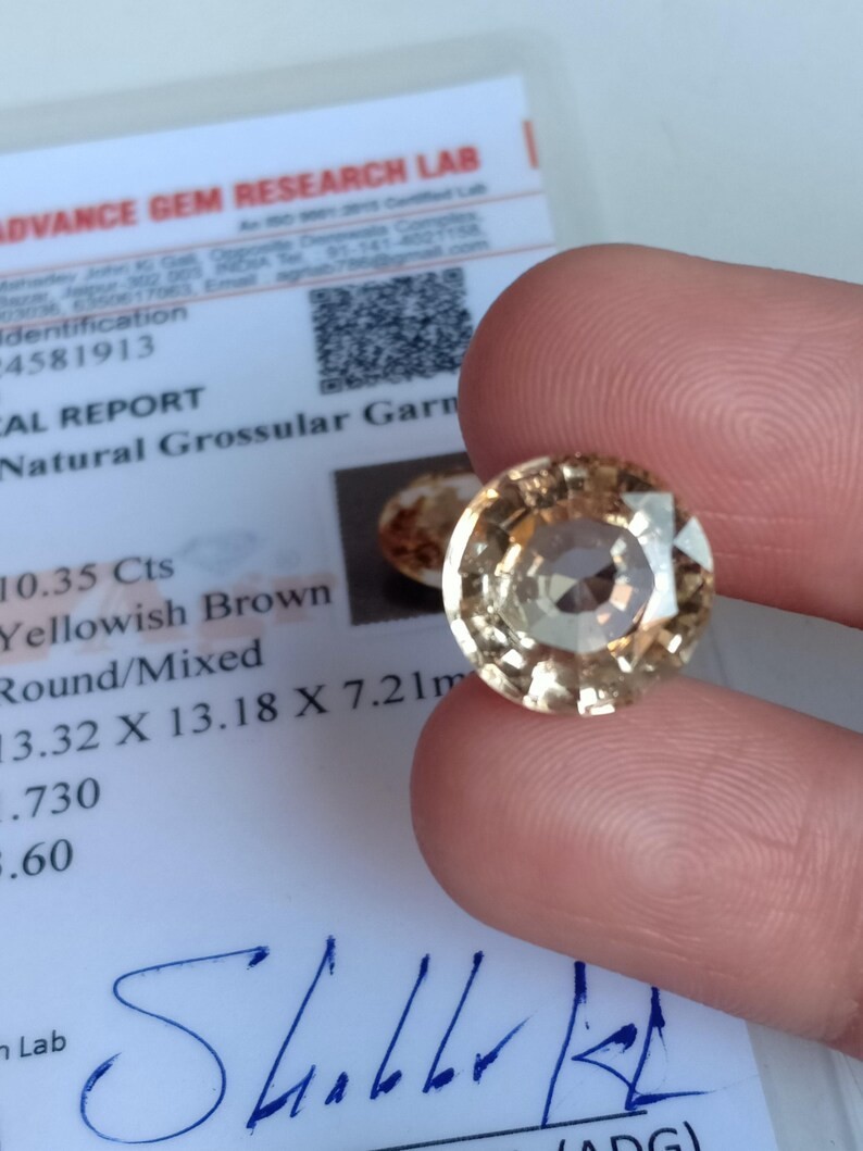 10.35 Ct AGR Certified Hessonite Garnet Round Cut Mozambique Loose Gemstone