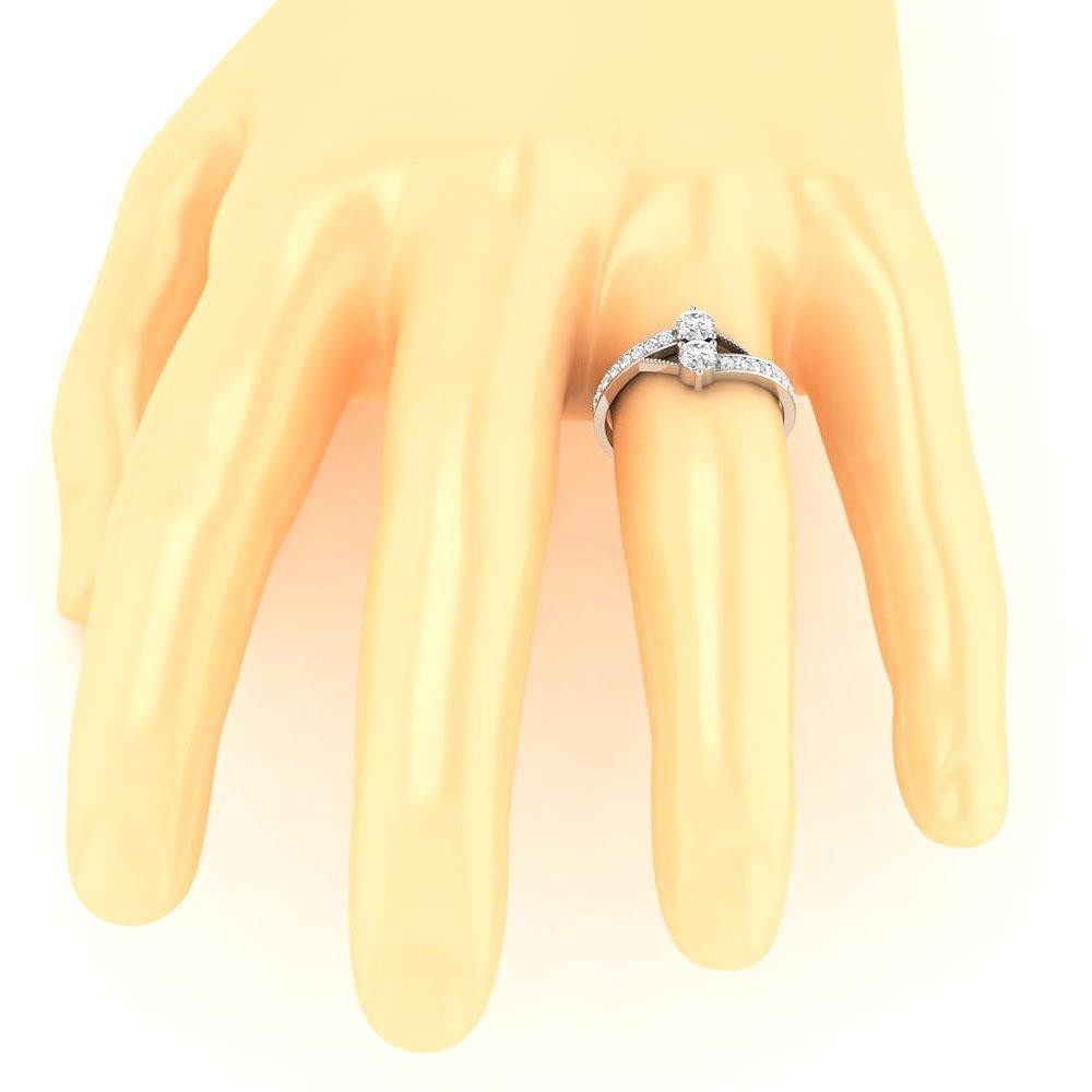 Lab Grown Forever Us Two Stone Diamond Solitaire Ring VS F 0.80Ct 14K White Gold