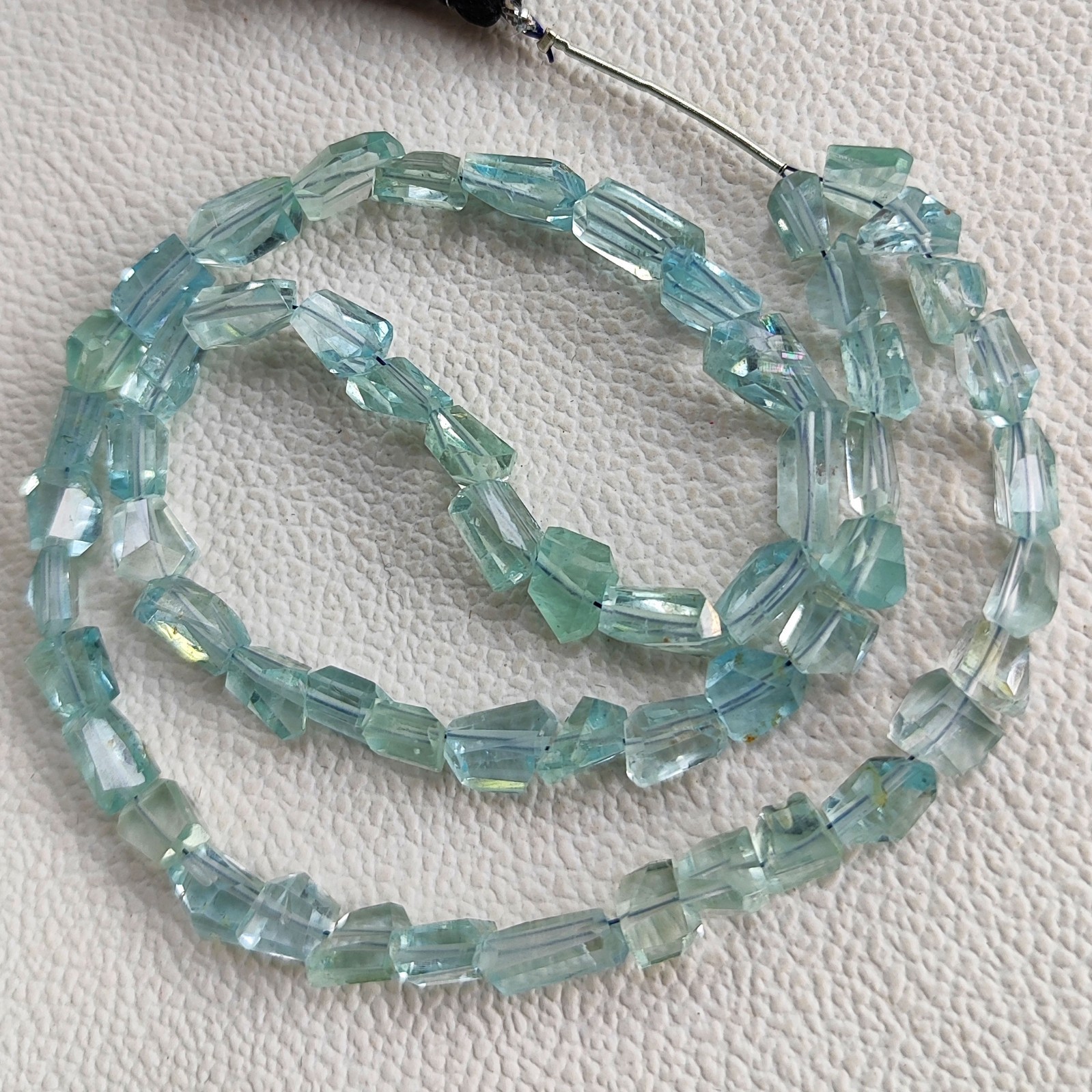 Natural Blue Aquamarine Faceted Nugget Beads 7-9mm 16″ Strand Brazil Jewelry DIY