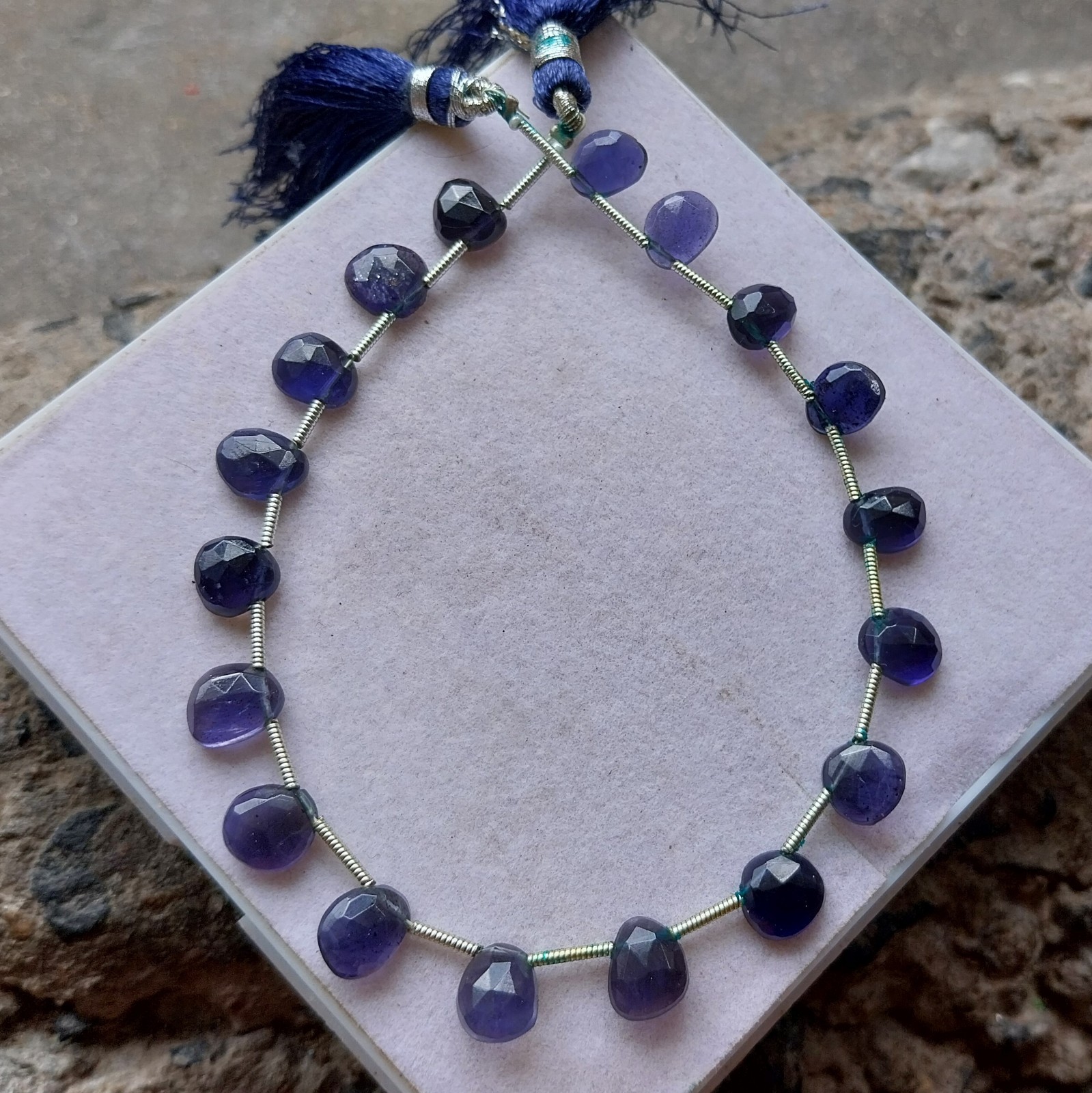 30 Carat 6.5×8 to 7×9 MM Natural Blue Purple Iolite Rose Cut 8 inch Beads
