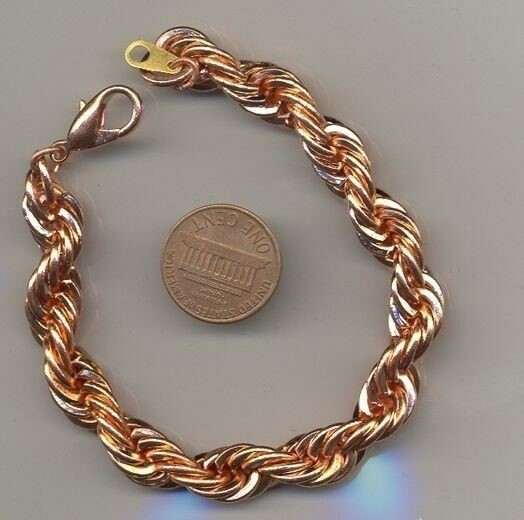 VINTAGE COPPER COATED STEEL 9mm THICK ROPE CHAIN 8″ BRACELET X78