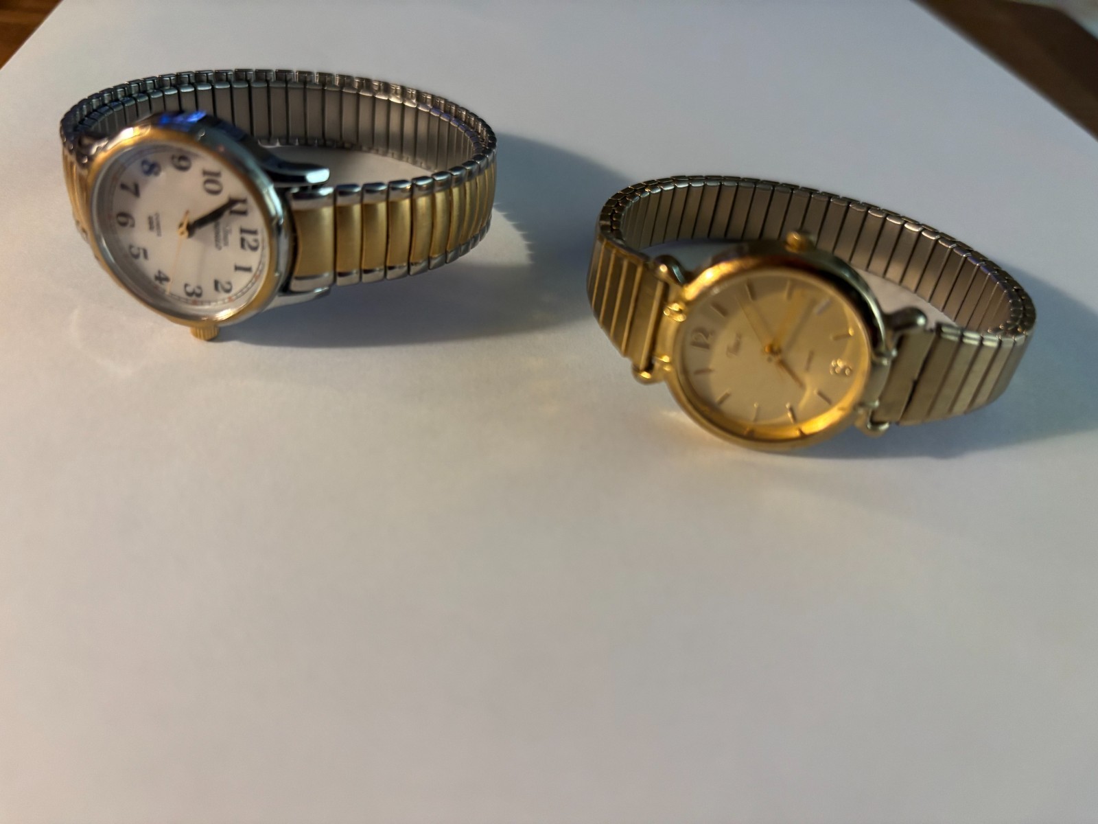 2 Vintage Timex Ladies WristWatches Goldtoned Quartz 377BA Cell & CR12 16 Cell