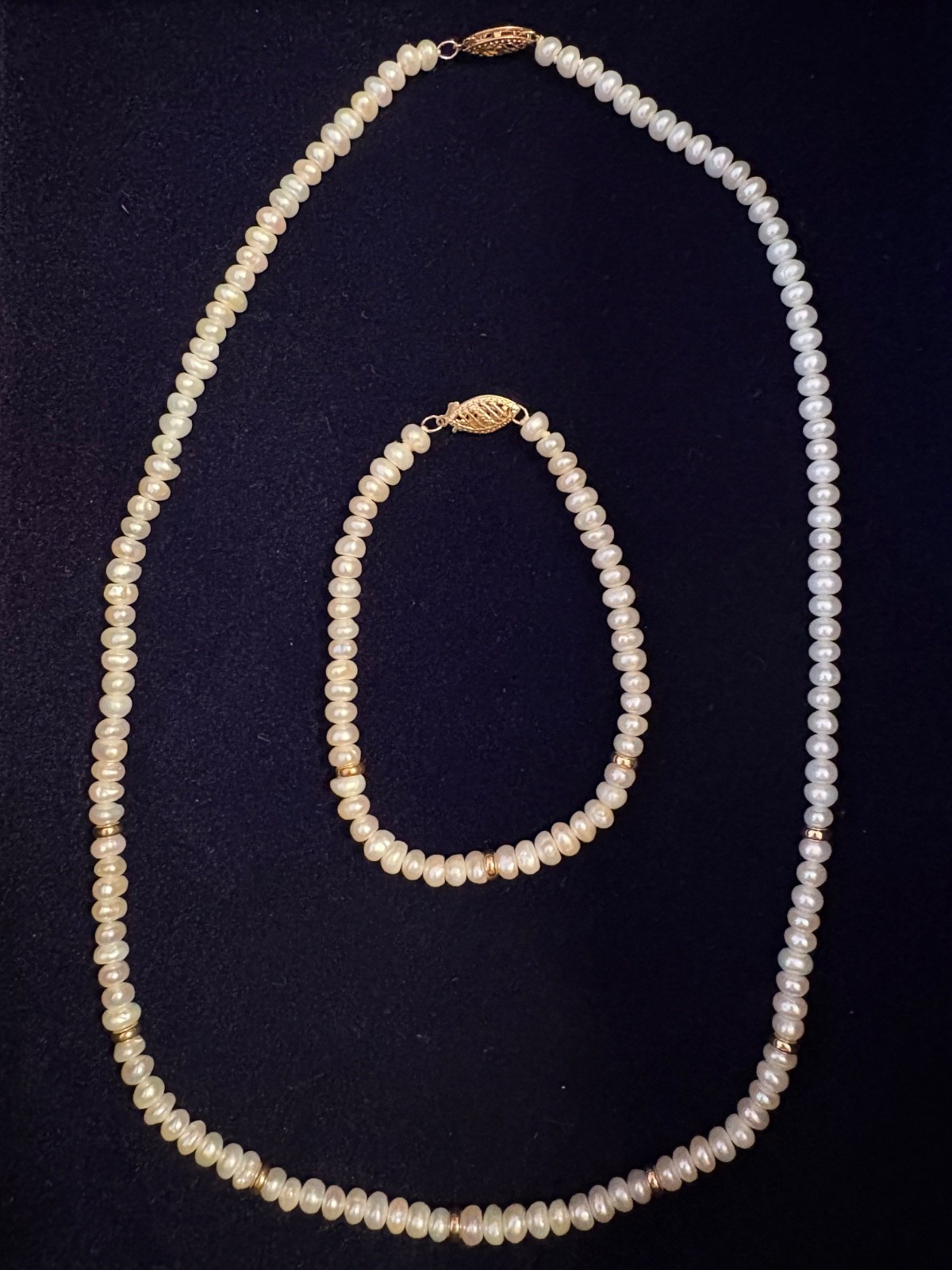 Biwa pearl necklace and bracelet