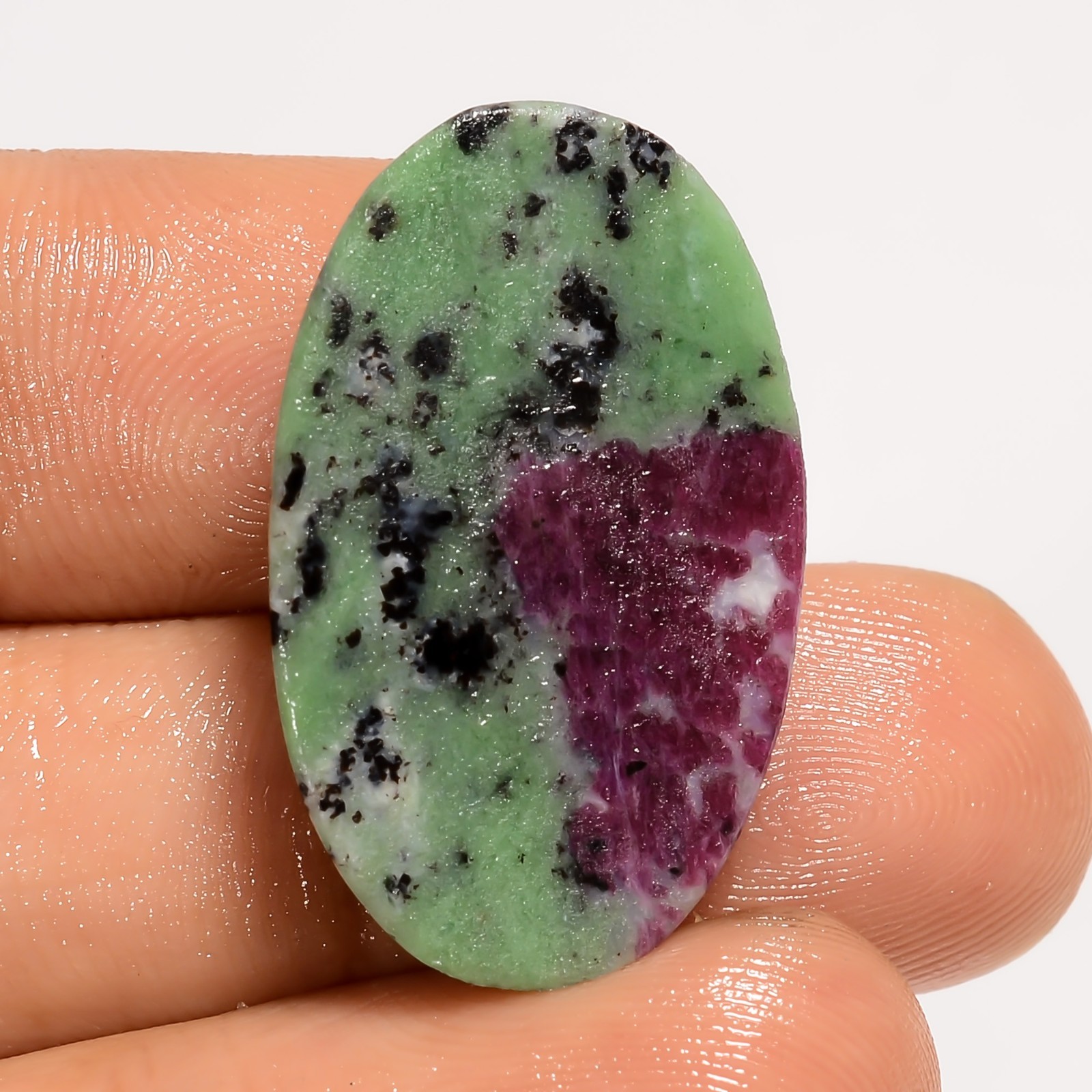 Natural Ruby Zoisite Loose Gemstone Oval Cabochon For Jewelry 22 Ct 26X16X5 mm