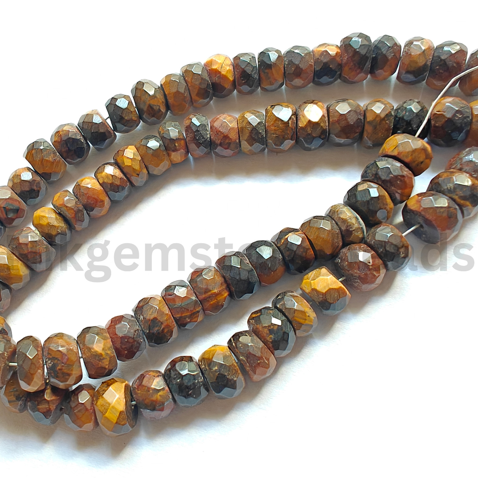 Natural Multi Tiger’s Eye Stone, Briolette Faceted Rondelle Beads, 7.50-8.00 MM.