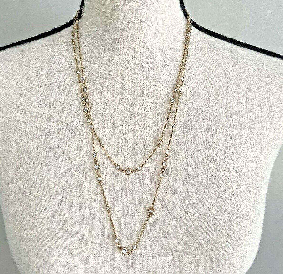 HENRI BENDL 48” Long Bezel Crystal Station Necklace