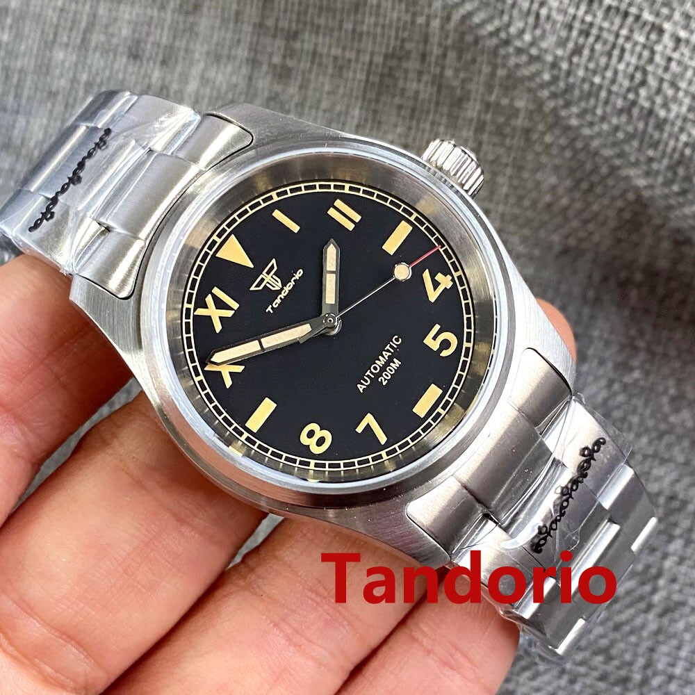 Tandorio 36mm Retro Pilot Sapphire California Dial NH35A 200m Diving Men Watch