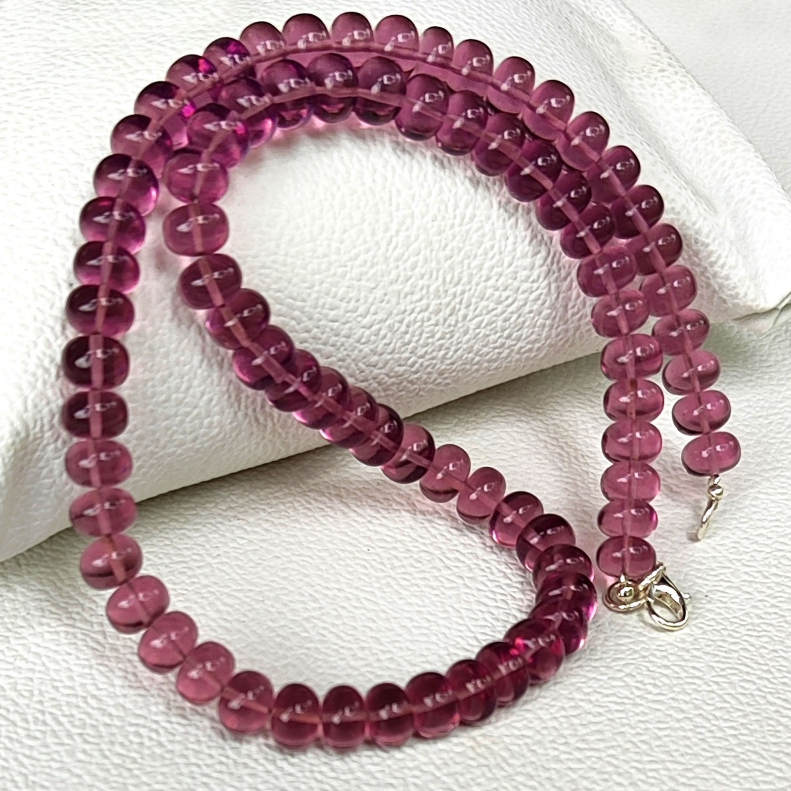 Kunzite Hydro Color Quartz 8mm Smooth Rondelle Beads Necklace 17″ India Gems