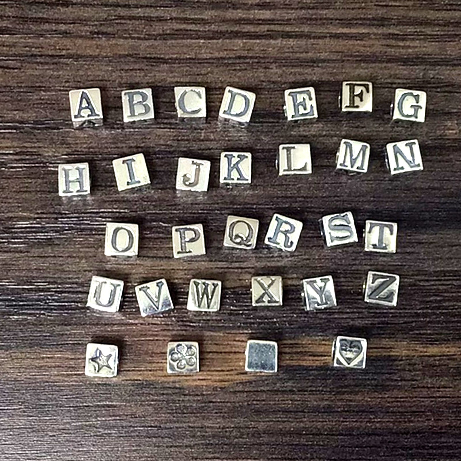 Small 925 Sterling Silver Alphabet Initial Letter Cube Charm A-Z 4.5mm USA