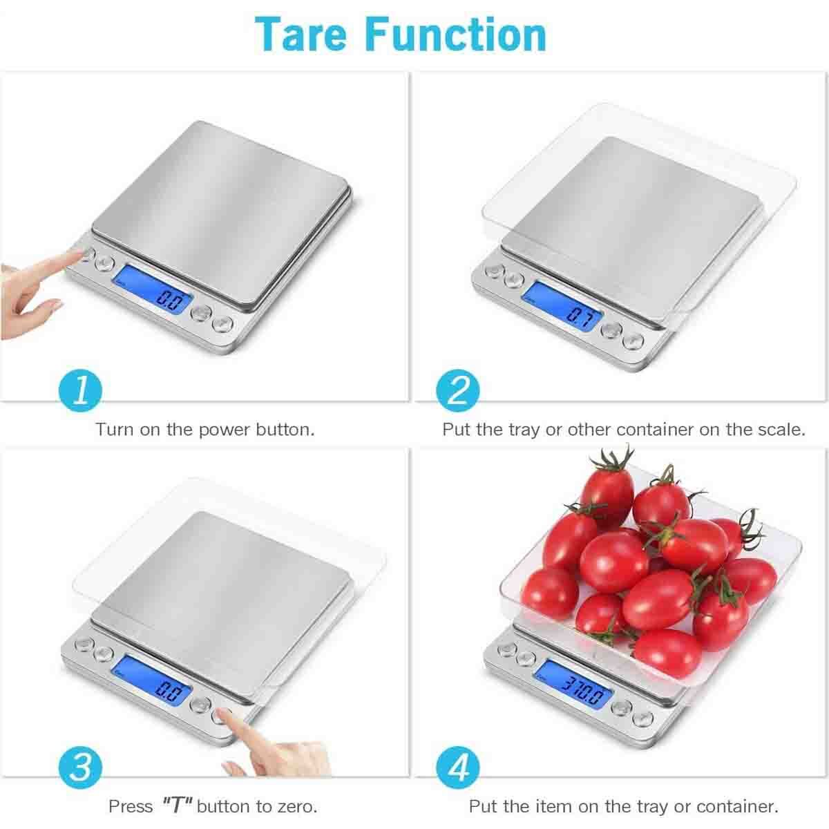 Food Scale, Kitchen Scale with Back-Lit LCD, 6.6lbs/3KG, 0.01oz/0.1g Accuracy