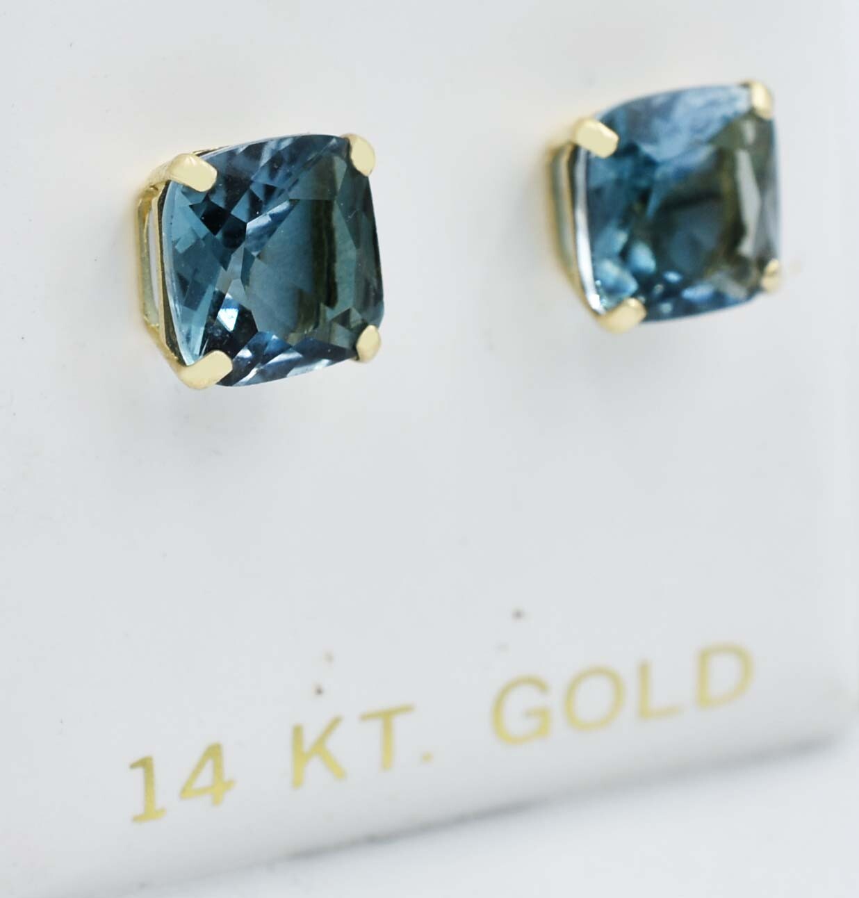 GENUINE 6.68 Ct BLUE ZIRCON EARRINGS 14k GOLD – Free Certificate Appraisal – NWT