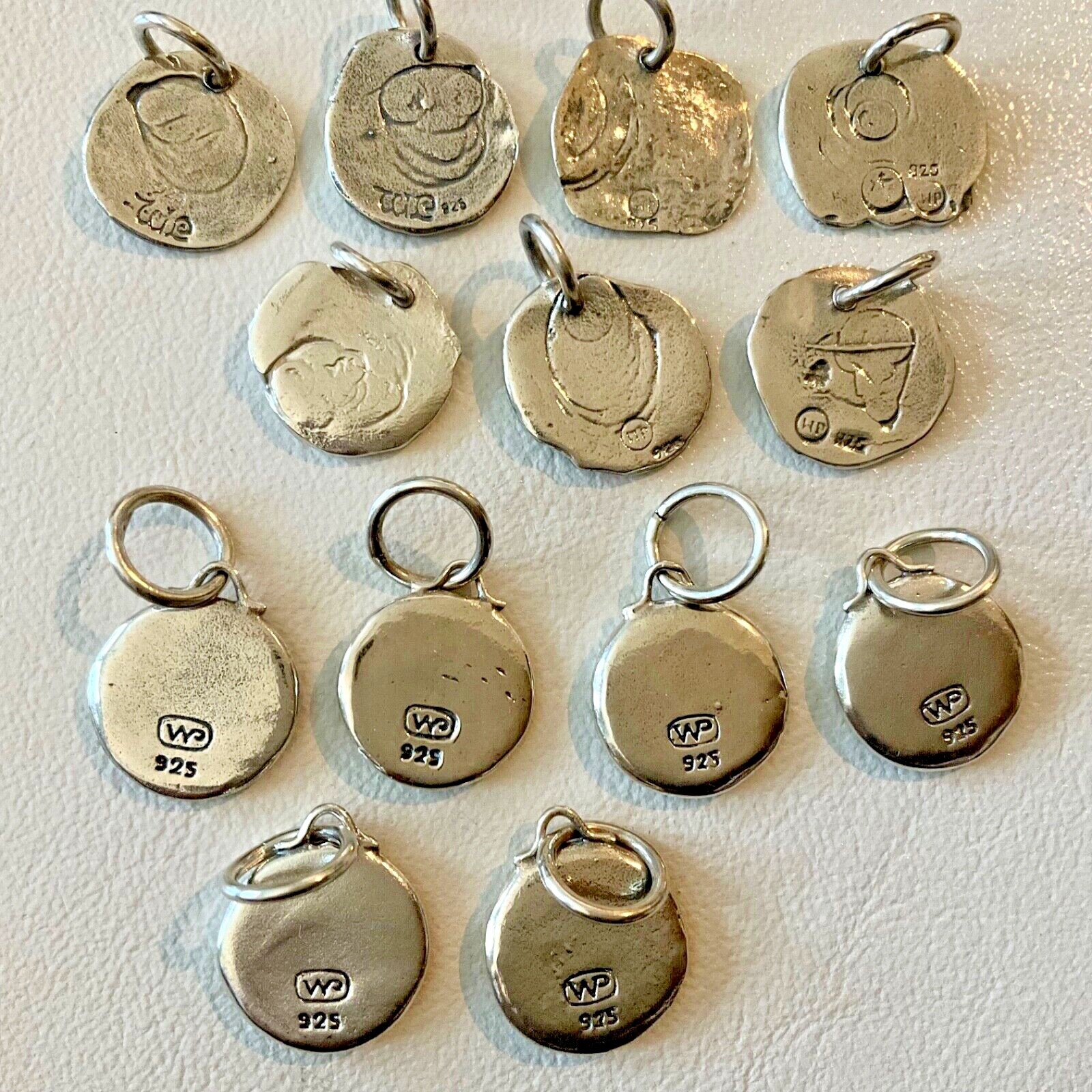 Vintage Waxing Poetic Sterling Silver Charms Initial Seal Insignia Letters