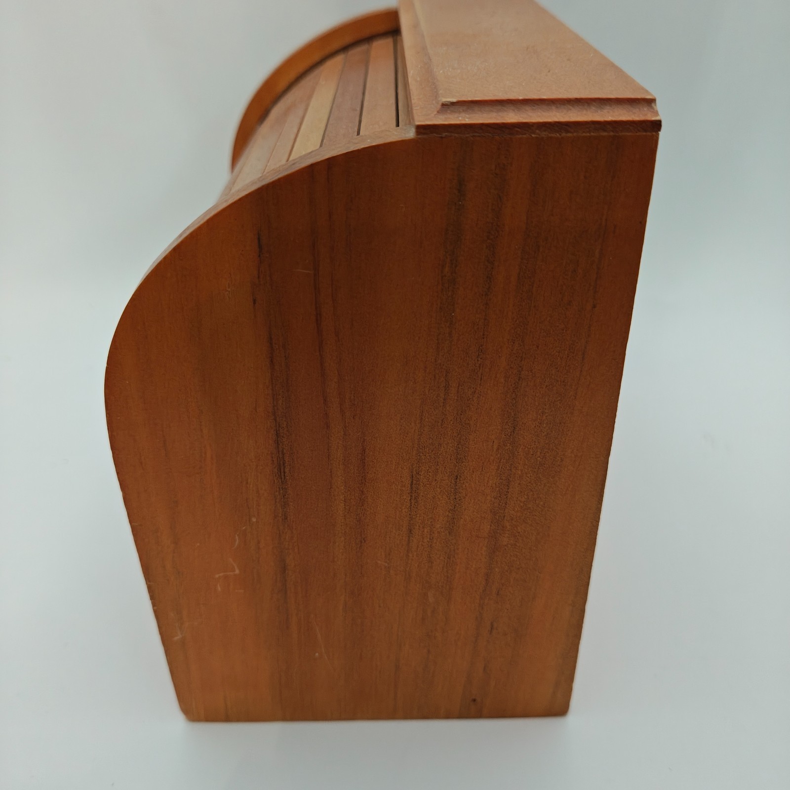 Vintage Wooden Roll Top Jewelry Box Mini Desk Organizer Drawers Made in Taiwan