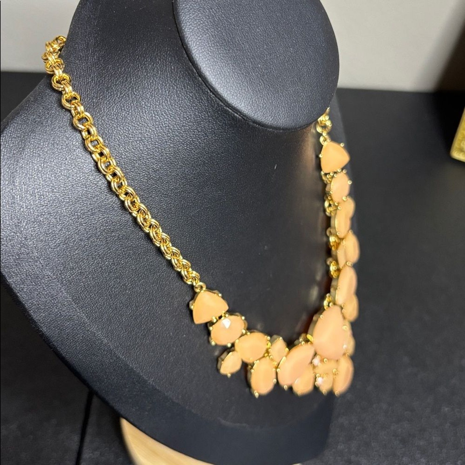 Kate Spade Chunky Peach Stone Statement Necklace in 12k gold-plated metal