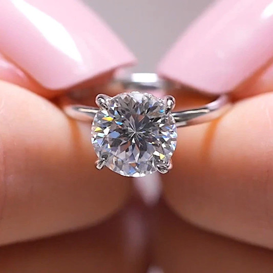 2.65Ctw Round Moissanite Hidden Halo Pave Engagement Ring 14K White Gold Plated