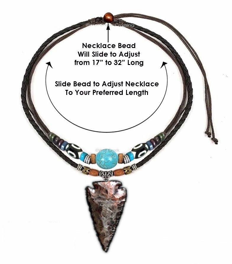 TRIBAL Leather STONE ARROWHEAD Adjustable 32″ Necklace Turquoise HOT! FREE SHIP’