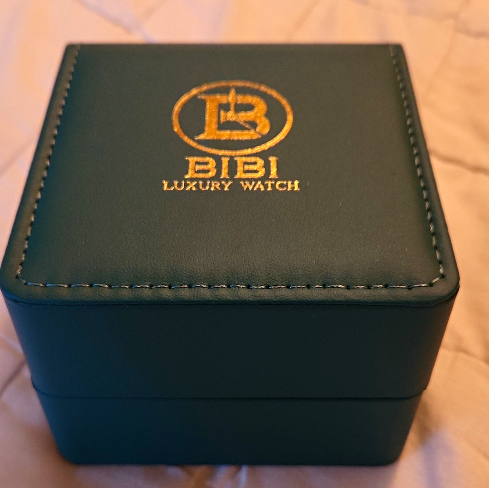 BIBI Luxury Quartz Watch Blue Dial Gold Tone Date Bracelet Box/Manual