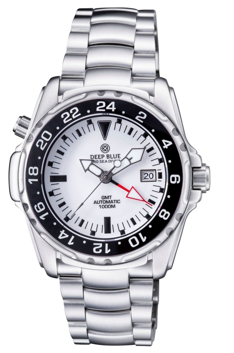 DEEPBLUE PRO SEA DIVER 1000M EXPEDTION GMT AUTOMATIC CERAMIC BEZEL WHITE NEW