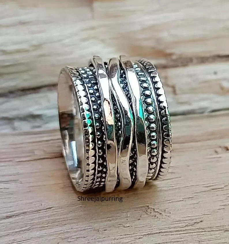 925 Sterling Silver Spinner Band Ring Statement Ring Handmade Ring All size Dk 2