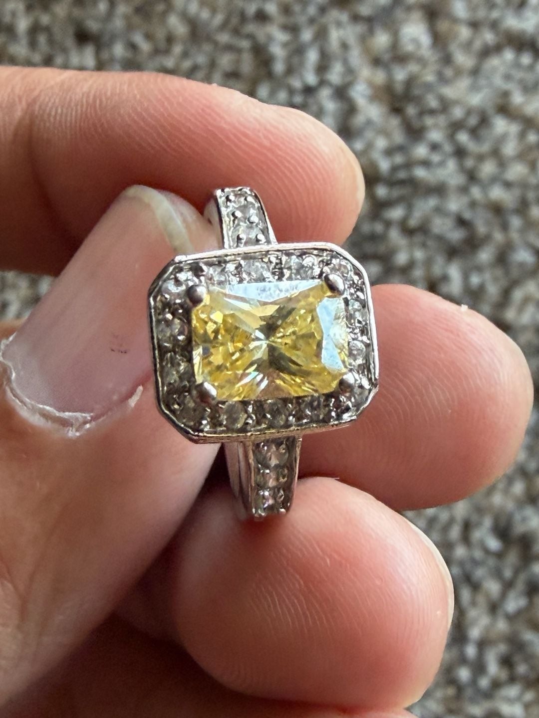 R.S. Covenant Radiant-Cut Canary Yellow Cubic Zirconia Halo Cocktail Ring