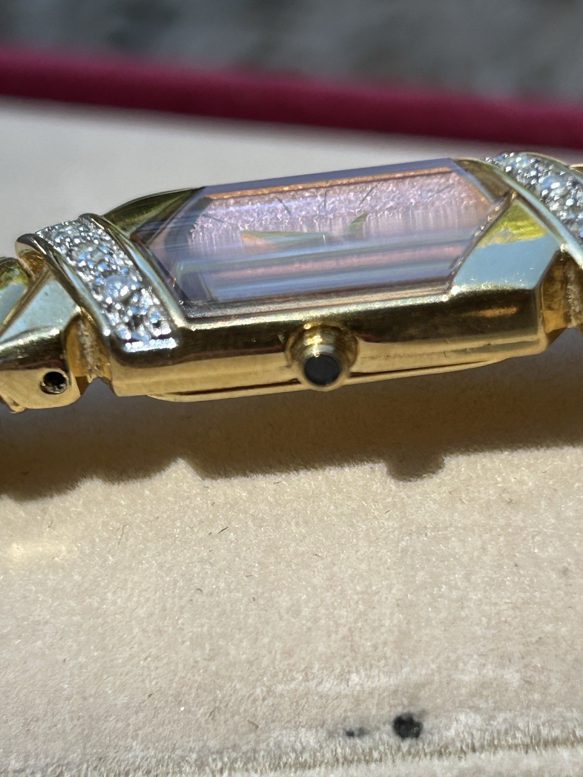 Seiko LaSalle Gold Plated Diamond Quartz Runs Pink Dial Sz 6 1/4 to 6 1/2