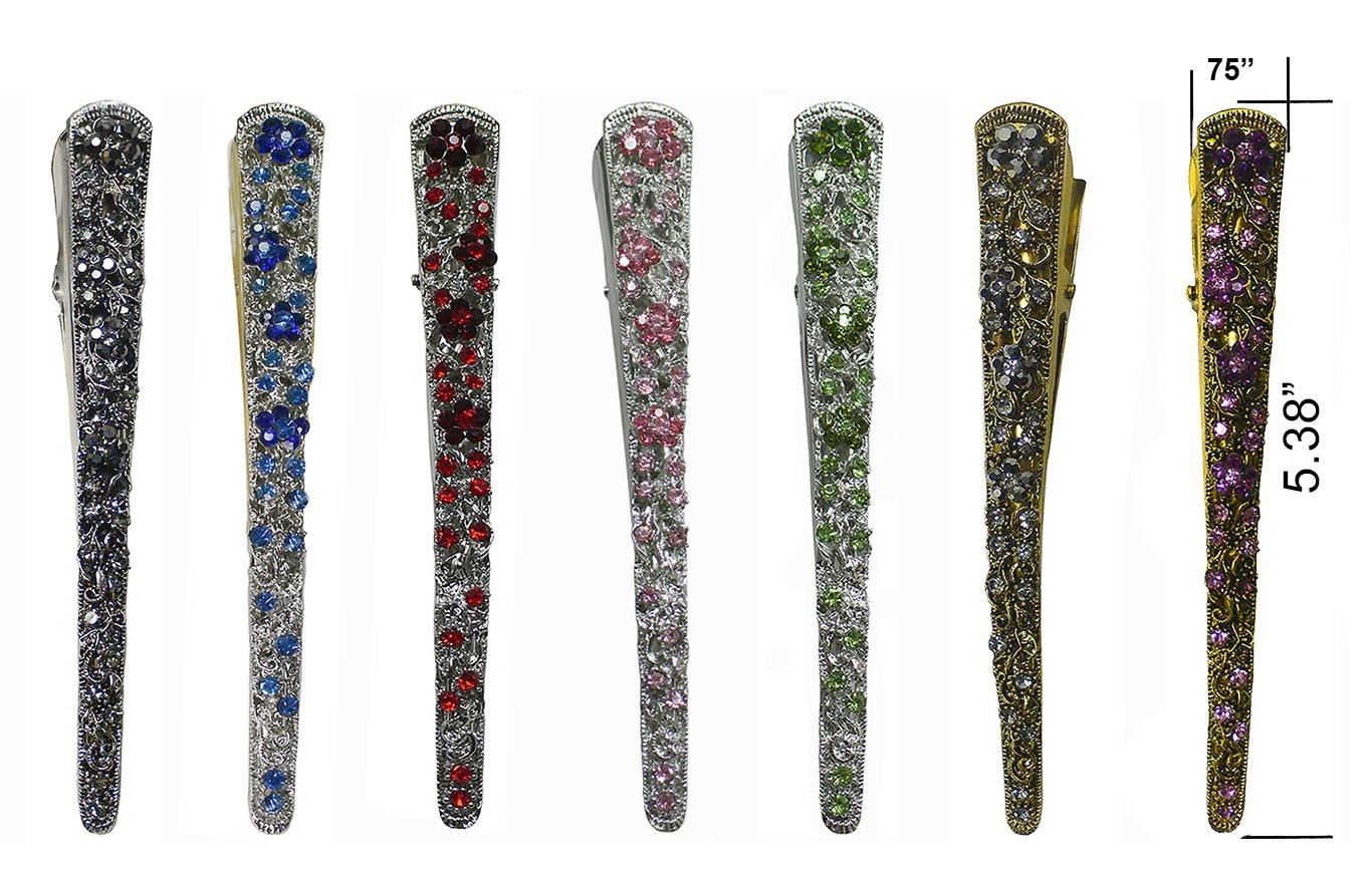 Set of 8 JCGY Metal Crystal Alligator Duckbills Beakclips 8 Colors NM86110-2-8