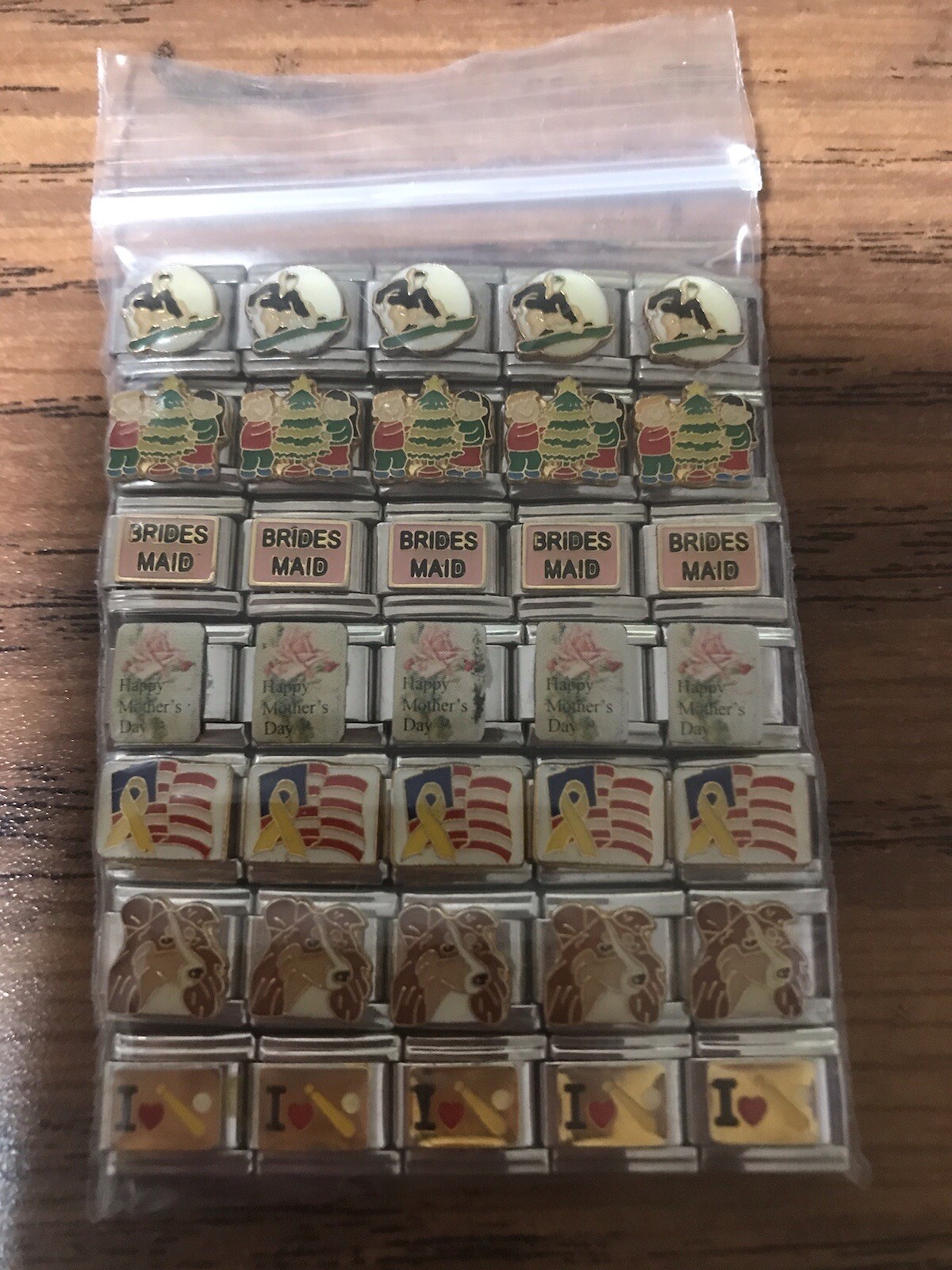 Italian charms mixed wholesale lot 35 pieces enamel Laser links 9mm K0034