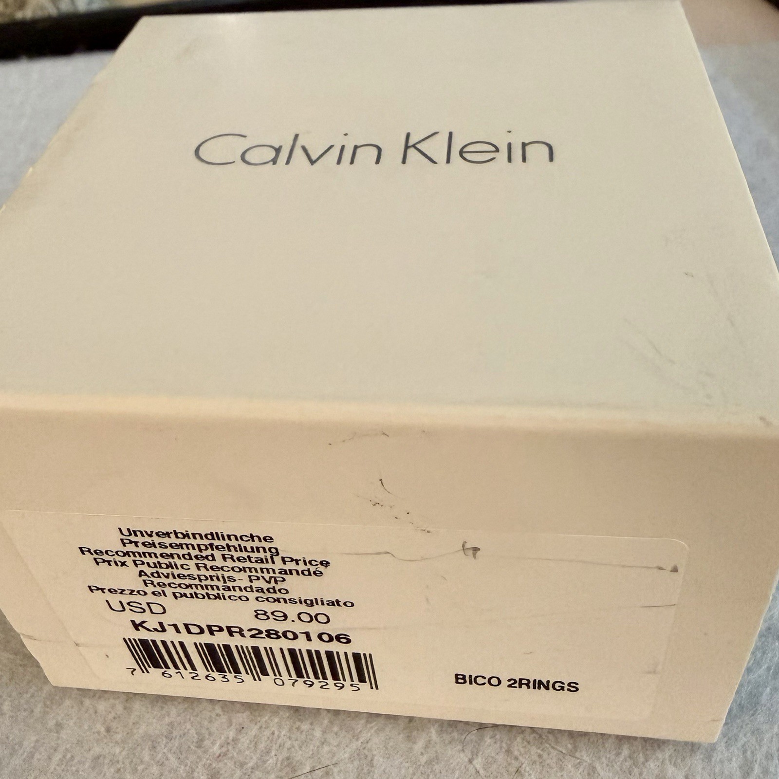 NIB Calvin Klein Two-Tone Interlocking Band Ring – Silver & Rose Gold Steel Sz 6