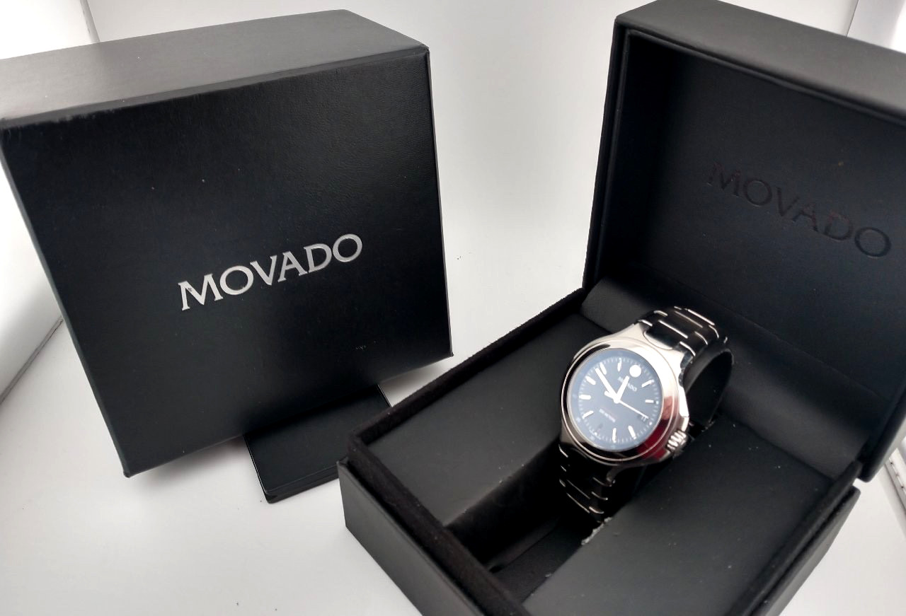 Movado Men’s Series 800 SS W/Black Dial; Model #84.C2.1896 ~ Excellent