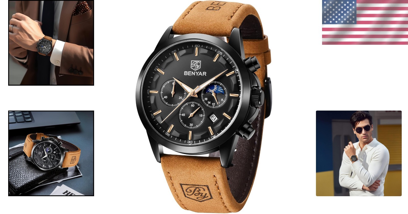 Stylish Men’s Black Dial Chronograph Watch – Bracelet for Casual & Business Wear