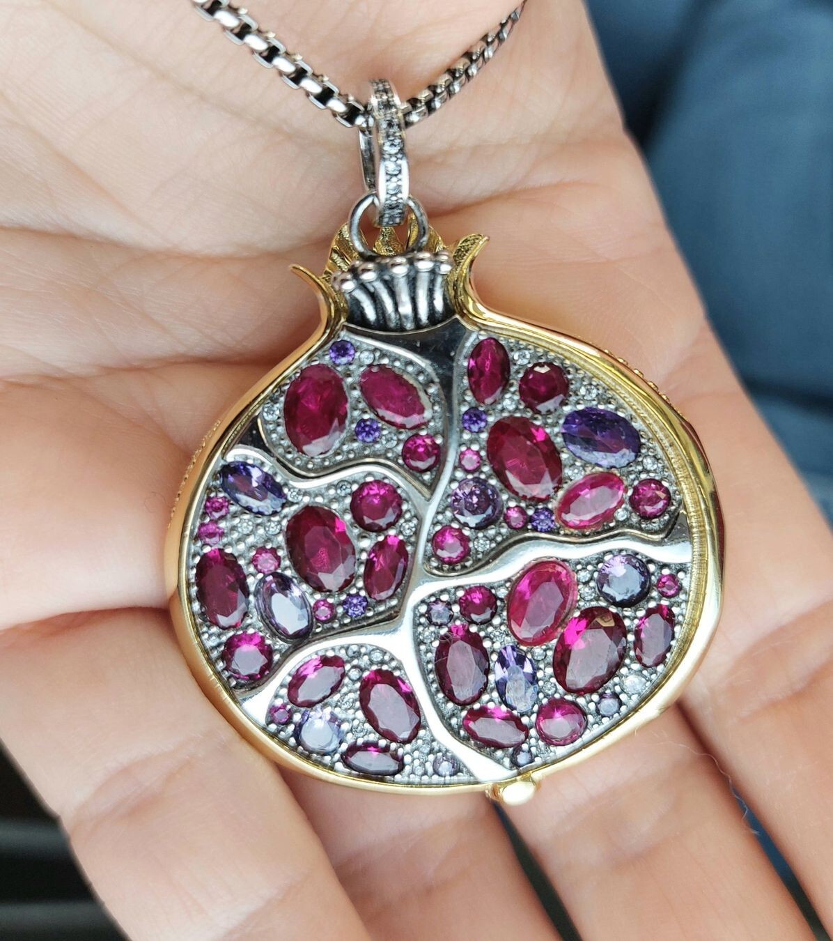 Pomegranate Fruit Hand Made Designer Pendant 925 Sterling Silver Collectable