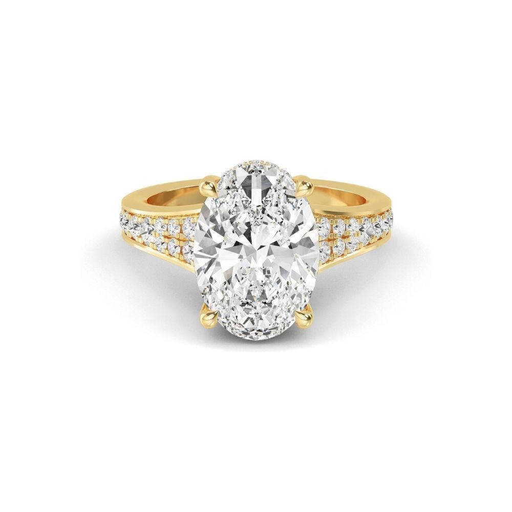 EF-VS1 1 2 3 CT Oval Lab Grown Diamond Halo Split Band Design Ring 14k Gold